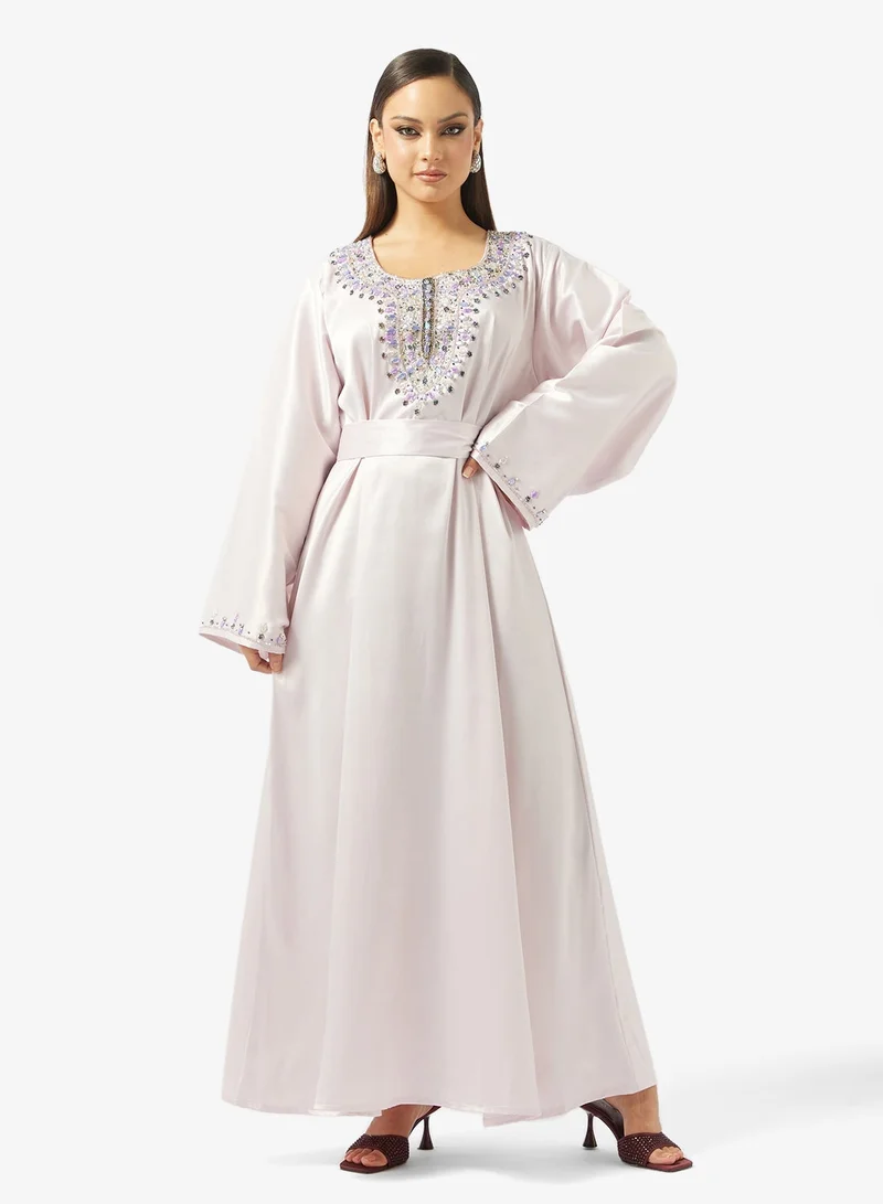 hayas closet  Embellished Belted Jalabiya for Women | Best Price UAE